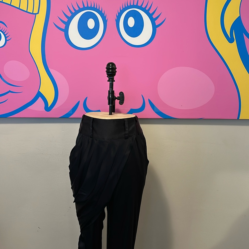 Thomas Wylie Black Satin Parachute Pants